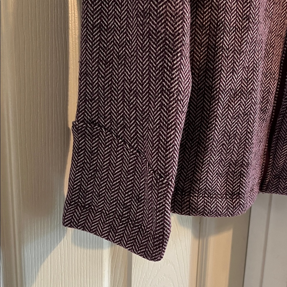 Purple Herringbone Zip-Front Women's Sweater Jacket - Picture 3 of 9